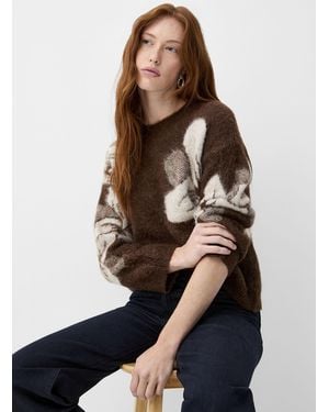 Contemporaine Touch Of Mohair Floral Brushed Sweater Exclusive Collection From Italy - Blue