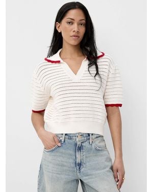 FRNCH Crocheted Trim Johnny - White