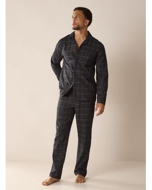 Le 31 Soft Check Flannel Pyjama Set - Black