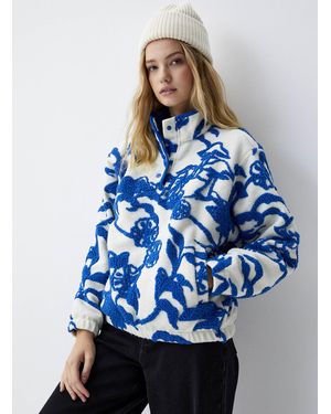 Obey Fleece Flowers Polar Fleece Sweater - Blue