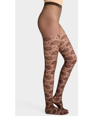 Simon's Rose Lace Pantyhose Exclusive Collection From Italy - Grey