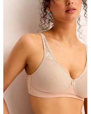 Wonderbra Lace Accent High Apex Wireless Bra - Brown