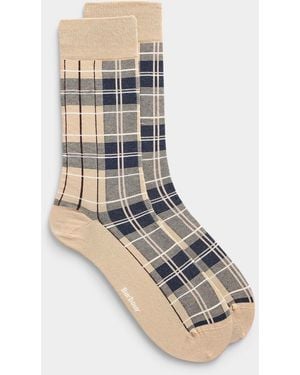 Barbour Fine Knit Check Dress Socks - Grey