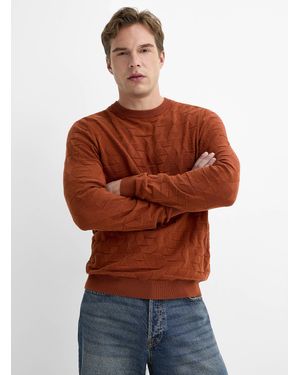 Le 31 Embossed Jacquard Sweater - Orange