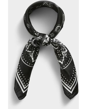 Le 31 Paisley Print Satiny Tie Scarf - Black