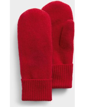 Simon's Pure Wool Ribbed Cuff Mittens - Red