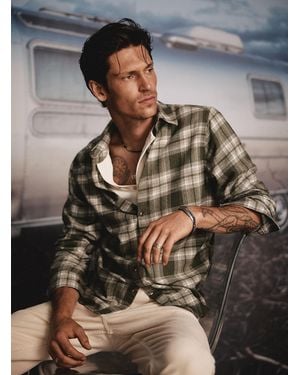 Le 31 Faded Plaid Flannel Shirt Modern Fit - Grey