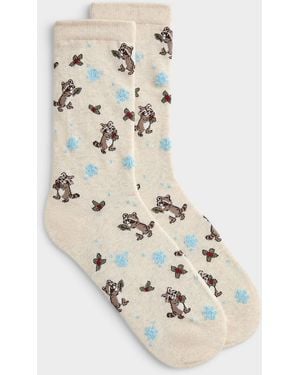 Simon's Wintry Raccoon Socks In Support Of Food Banks Canada - Natural