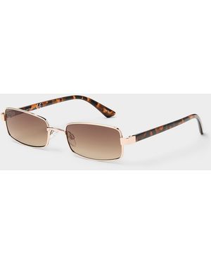 Simon's Yvonne Narrow Rectangular Sunglasses - Brown