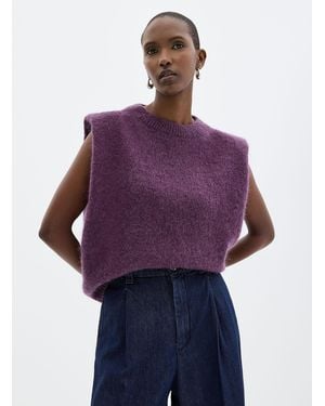 Contemporaine Loose Fuzzy Sweater Vest - Purple
