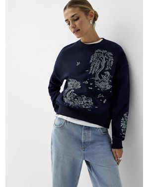 Icône Embossed Flowers Sweatshirt - Blue