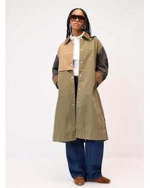 SELFHOOD Colour Blocks Organic Cotton Trench Coat - Natural