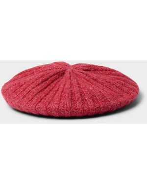 Simon's Recycled Polyester Knit Beret - Red