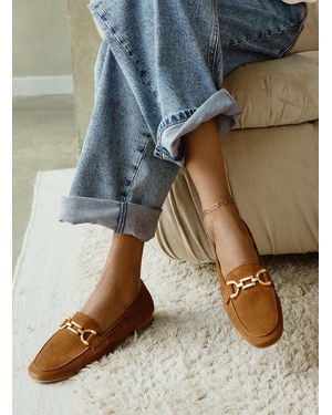 Simon's Supple Suede Bit Loafers Made In Portugal - Brown