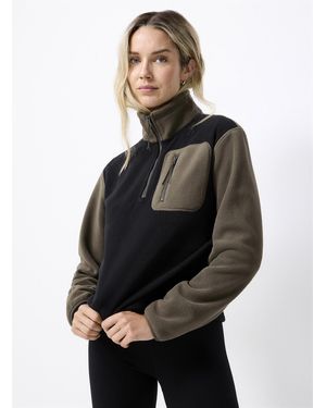 I.FIV5 Patch Pocket Mock Neck Polar Fleece Sweater - Grey