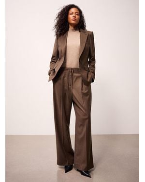 Reiss Derby Mocha Wool Pant Fit: Wide Leg, High Rise - Natural