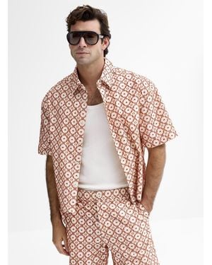 Le 31 Simple Flower Embossed Jacquard Shirt Boxy Fit - Pink