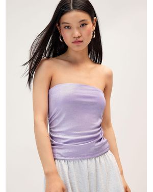 Twik Metallic Effect Cropped Tube Top - Purple