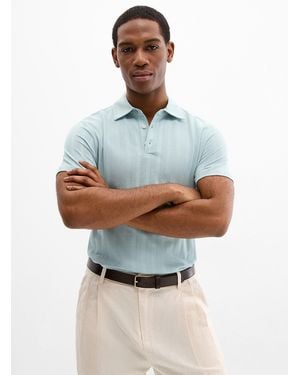 Robert Barakett Mint Jacquard Knit Polo - Blue