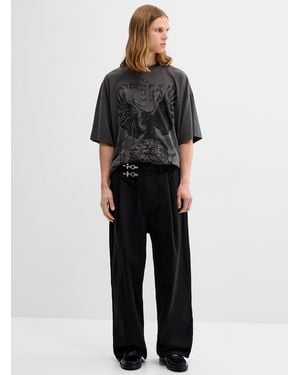 Djab Heavyweight Twill Pleated Hooked Firefighter Pant Loose Fit Imported From Seoul - Black