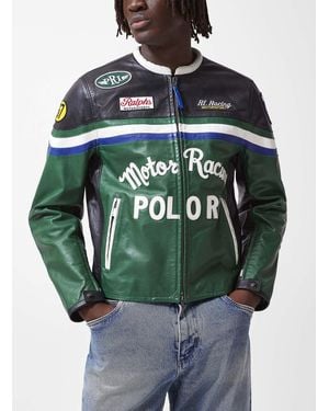 Polo Ralph Lauren Rl Racing Leather Racing Jacket - Green