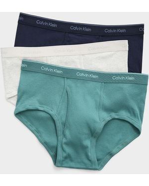 Calvin Klein Navy/grey/turquoise Stretch Cotton Briefs 3 - Blue