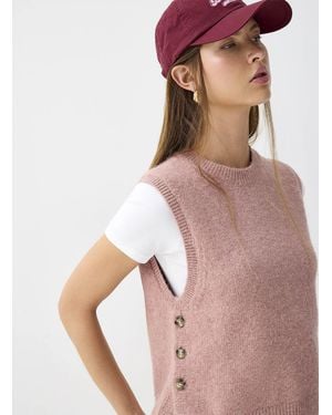 Twik Side Buttons Sweater Vest - Pink