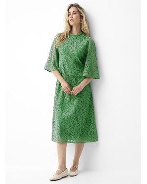 Saint Tropez Linsey Monstera Pattern Lace Dress - Green