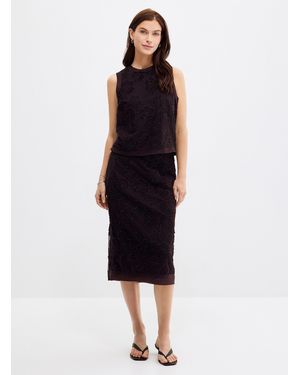 Second Female Daysee Chocolate Floral Tulle Skirt - Black
