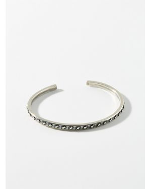 Twojeys Embossed Star Open Bangle - White