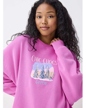Twik Destination Oversized Fleece Sweatshirt - Pink