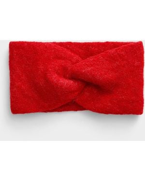 Simon's Fuzzy Alpaca Knit Headband Exclusive Collection From Italy - Red