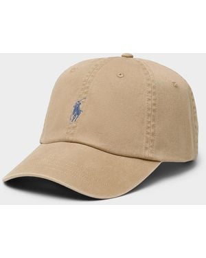 Polo Ralph Lauren Embroidered Polo Player Faded Dad Cap - Natural