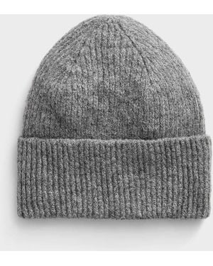 Simon's Classic Ribbed Tuque Exclusive Collection From Italy - Grey