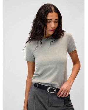Twik Short Sleeves Flowy Knit Sweater - Grey