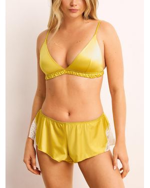 Miiyu Lace Accents Satiny Boyshort Recycled Nylon - Yellow