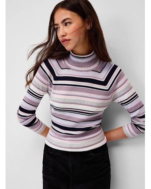 Twik Mixed Stripe Turtleneck Sweater - Grey