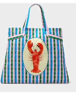 Simon's Colourful Striped Tote - Blue