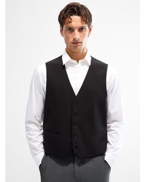 Lindbergh Solid Stretch Tuxedo Vest Relaxed Fit - Black