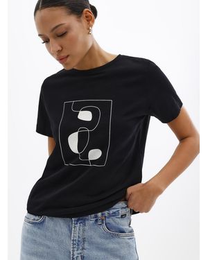 Contemporaine Printed Pima Cotton T - Black