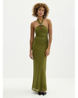 EVER NEW Jayni Golden Pin Long Halter Dress - Green
