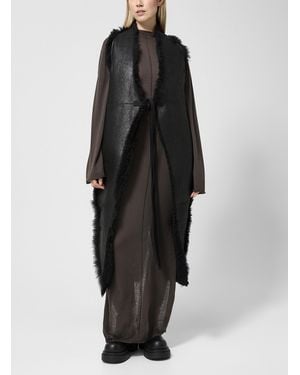 Rick Owens Long Sleeveless Shearling Vest - Black