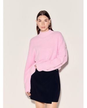 Icône Jewelled Split Sleeves Plush Sweater - Pink