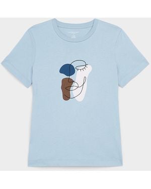 Contemporaine Organic Cotton Printed T - Blue