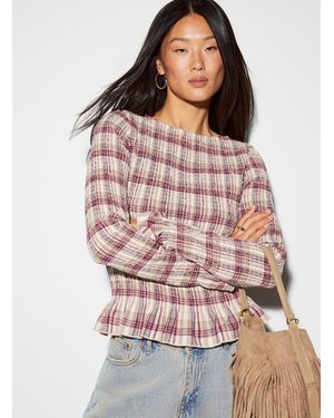 Icône Ruffled Trim Smocked Top - Red