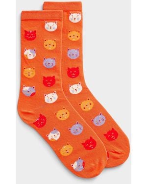 Simon's Expressive Cat Socks - Orange