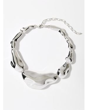 Pilgrim Hammered Bib Necklace - White