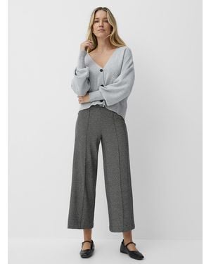Part Two Checkered Cropped Pant Fit: Cropped Wide Leg, High Rise - Grey