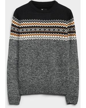 Le 31 Fair Isle Jacquard Block Sweater - Black