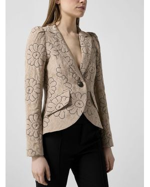 Smythe Perforated Flowers Blazer - Natural
